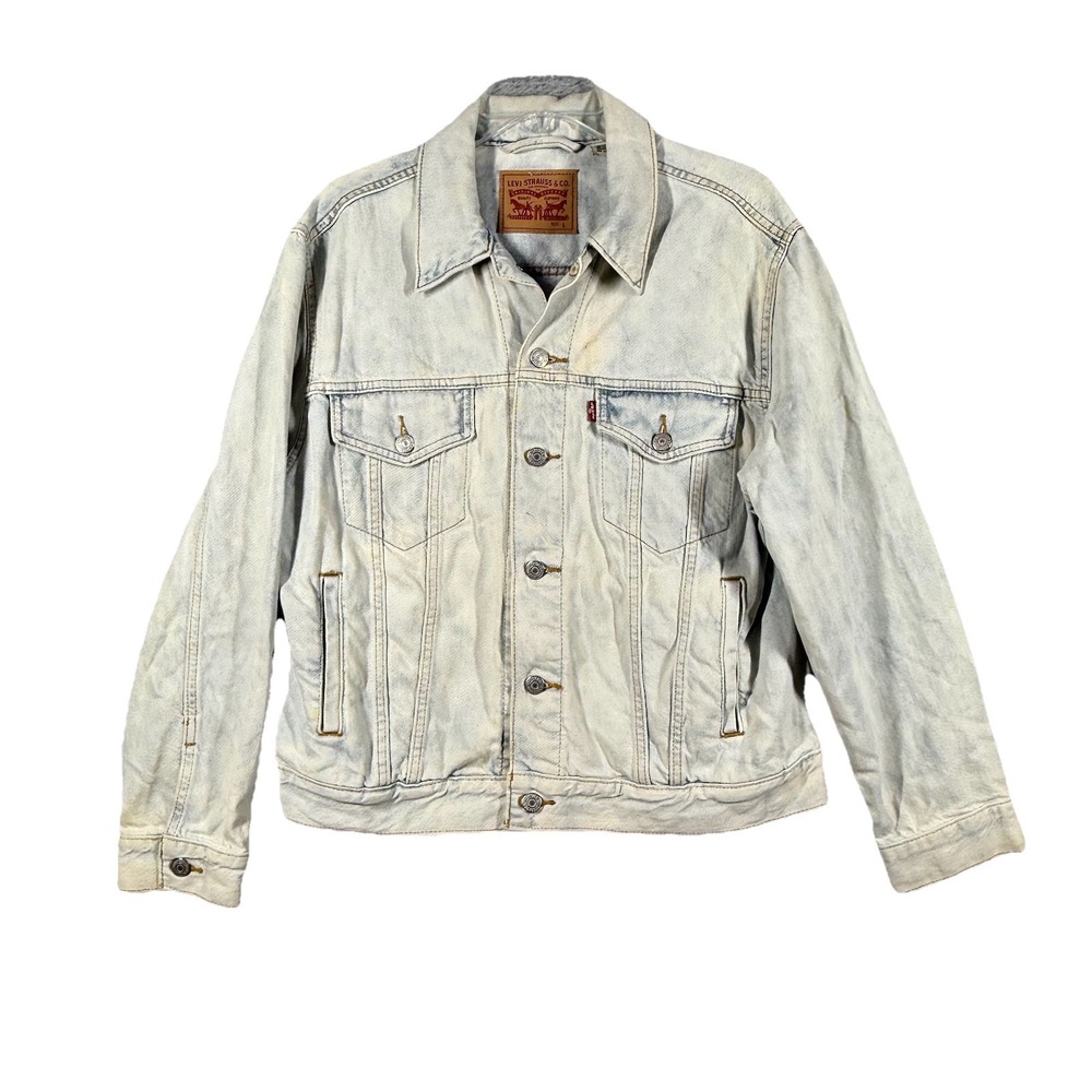 Levi's Jean Jacket W/Flowers‎ Size Large  Blue Denim Decorated Teen Coat - Picture 2 of 8